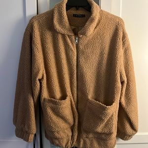 Tan teddy bear jacket, ZAFUL size M